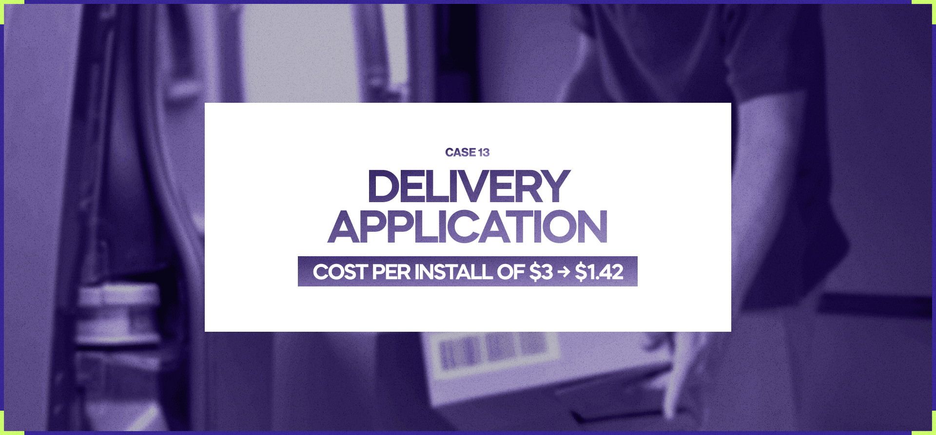 Cost per install of $3 -> $1.42 for delivery application